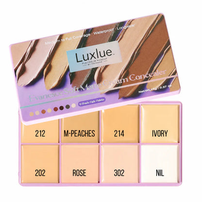 Luxlue Soft Matte Cream Concealer 8-Shade Fade Palette