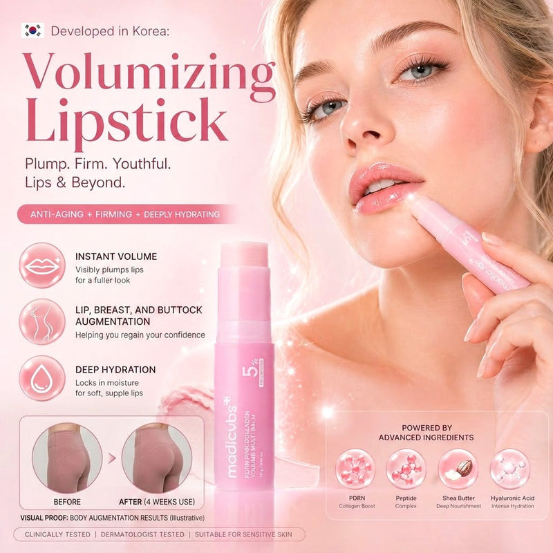 medicube PDRN Pink Collagen Volume Multi Balm Stick | Volufiline, PDRN, NAD, Collagen | Face & Body Balm for Under-Eyes, Neck, Forehead, Smile Lines, Lips | Plumping, Radiance, Line Care | K-Beauty