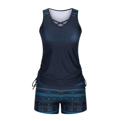 ⏰LAST DAY 50% OFF - Miraclesuit Women's Tummy Control Tankini Set with Built-In Bra – Flattering Boho Swimwear with Shorts