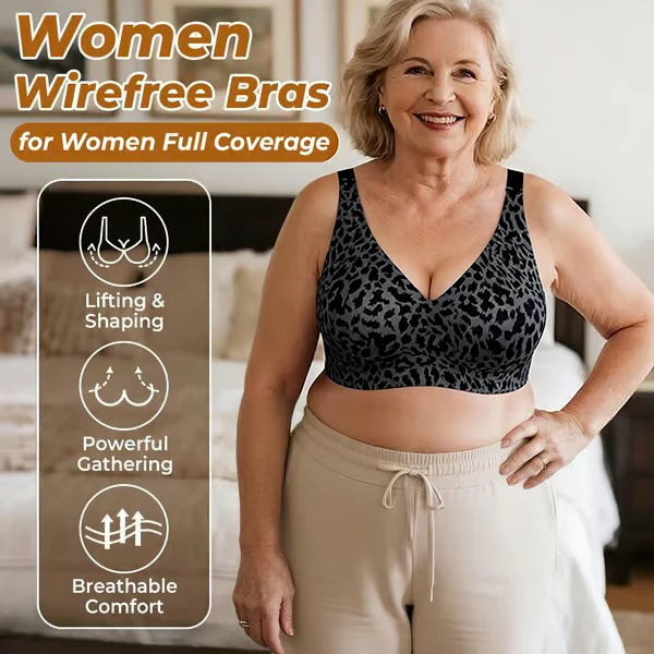 🏆 🔥Super Firming Leopard Print Jelly Bra | Women Wirefree Bras 👍No More Sagging Breasts