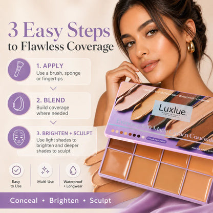 Luxlue Soft Matte Cream Concealer 8-Shade Fade Palette